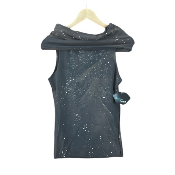 Chick by Nicky Hilton Gray Sleeveless Top Dress  Unique Bleach splatter Small - Picture 2 of 9